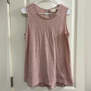 Cynthia Rowley Blush Pink Linen Tank Top with Studded Detail
